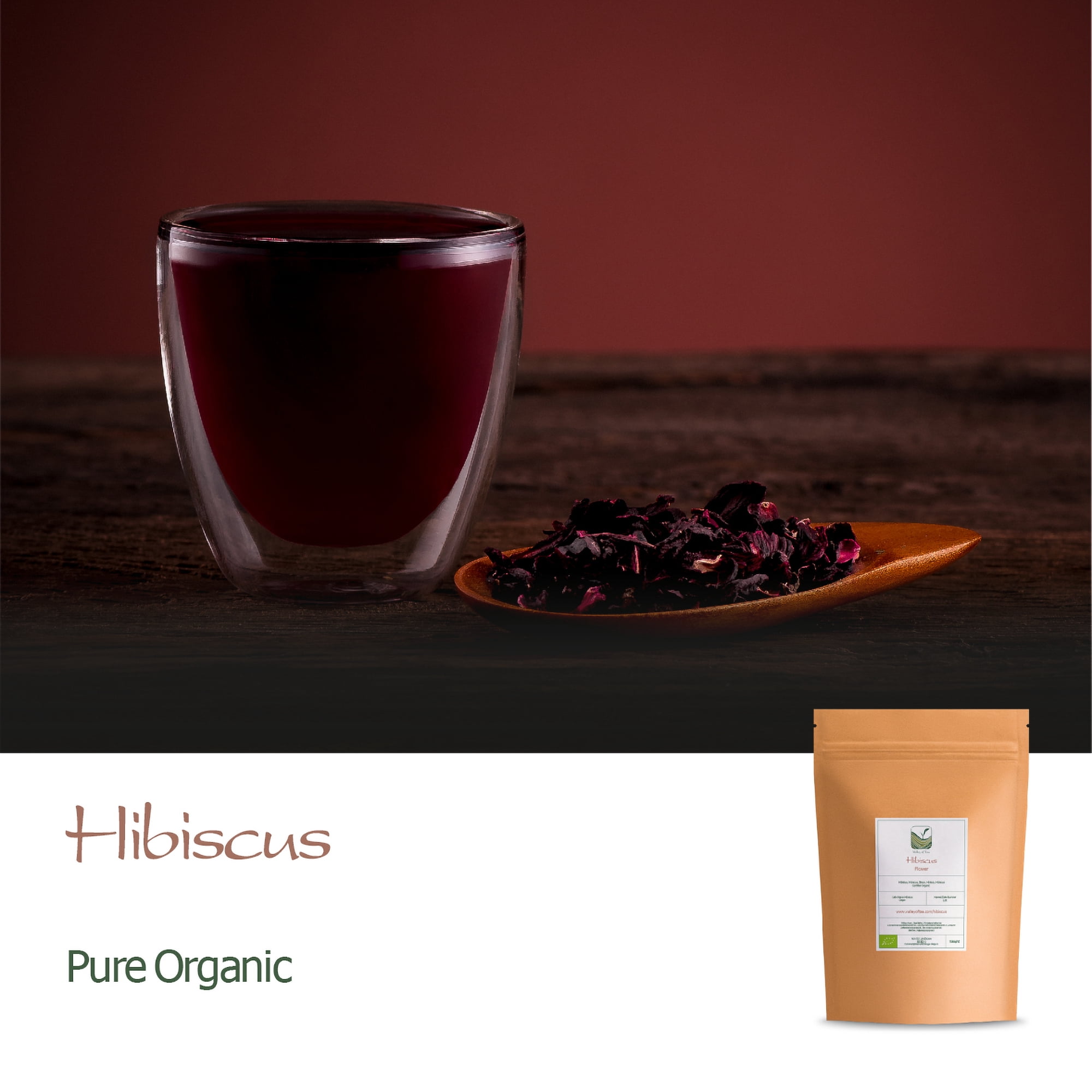 Hibiscus Organic Flowers Herbal Tea - Lemon Tart & Berry Rich - Classic Sweet Sour Rose Mallow 350g