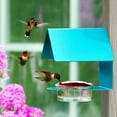 thumbnail image 4 of Mosaic Birds Recycled Glass & Metal Humming Bird Feeders for Outdoors - Hanging Bird House for Lawn Decor - Aqua Blue, 4 of 5
