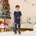 thumbnail image 2 of Odeerbi Christmas Pajamas for Family Holiday Short Sleeve Family Christmas Pajamas Matching Sets Kids Casual Print Top with Bottom Outfits Home Wear Sleepwear Family Matching PJs Set Blue, 2 of 7