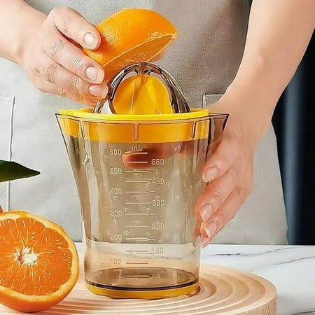 

Riguas Manual Juicer Durable Sturdy Lemon Squeezer with Measuring Cup Easy to Use Non-Slip Base Fruit Juicer Home Supply
