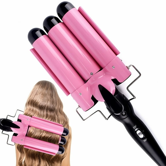 HIBIBUD 3 Barrels Automatic Perm Splint Ceramic Hair Curler with LCD 3 Barrels Big Deep Wave Hair Curling Iron Hair Waver Curlers Styling Tools 20-32mm