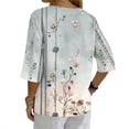 thumbnail image 7 of JULMCOMO Shirts for Women Floral Print 3 Button Notch Neck 3/4 Sleeve Loose Fit Casual Tunic Tops Comfy Summer Shirts Light Gray 2XL, 7 of 7