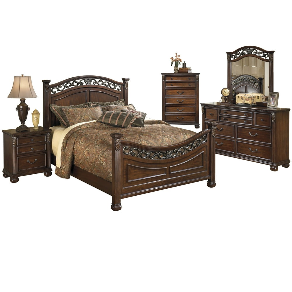 Ashley Furniture Leahlyn 5 PC Bedroom Set Queen Panel Bed Dresser