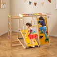 thumbnail image 2 of Gymax 6-in-1 Jungle Gym w/Slide Rock Climbing Basketball Hoop Monkey Bar Rope Net Rainbow, 2 of 10