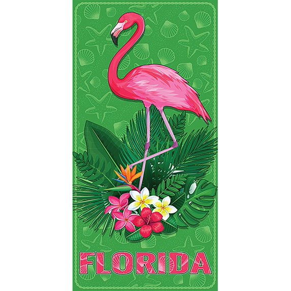 Beach Towel Oversize Bath Beach Pool Towels Cotton Velour Size 30x60, Florida Flamingo, Size: One Size, Island Gear