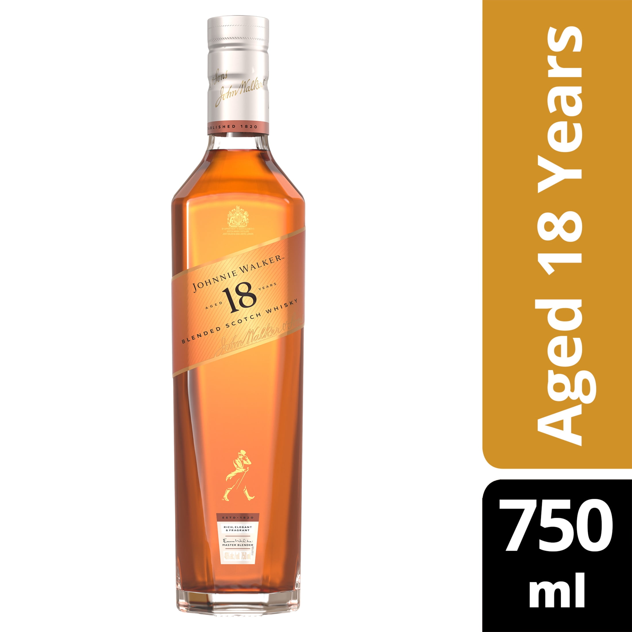 Johnnie Walker Aged 18 Years Blended Scotch Whisky, 750 mL, 40