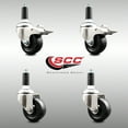 thumbnail image 2 of 3 Inch 316SS Soft Rubber Swivel 1-1/8 Inch Stem Caster Set 2 Lock Brake SCC, 2 of 2