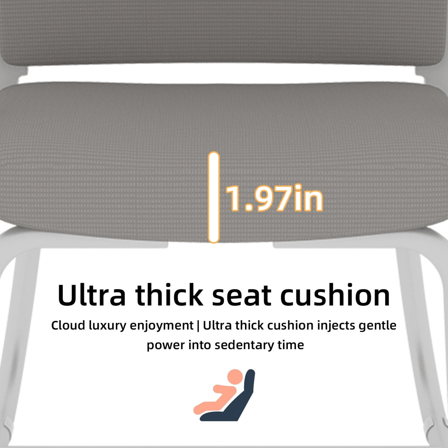 Modern Office Chair No Wheels, Ergonomic Study Chair with Handrail and Steel Legs, Comfy Home Office Desk Chairs with Ultra Thick Cushion, White+Gray