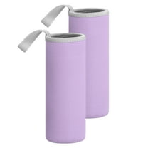 2pcs Neoprene Water Bottle Sleeve, 18.5 oz Insulated Water Glass Bottle Carrier Bag Collapsible Drink Bottle Sleeve Cover Holder with Handle, Light Purple