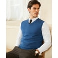 thumbnail image 5 of Kallspin Men's Sweater Vest Cotton V Neck Relaxed Fit Knit Sleeveless Pullover Sweater(Blue,Small), 5 of 9