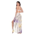 thumbnail image 3 of FORMRS Womens Long Sarong Beach Wrap Semi-Sheer Bikini Skirt Bathing Swimsuit Cover Up, Purple Floral Rabbit, 3 of 7