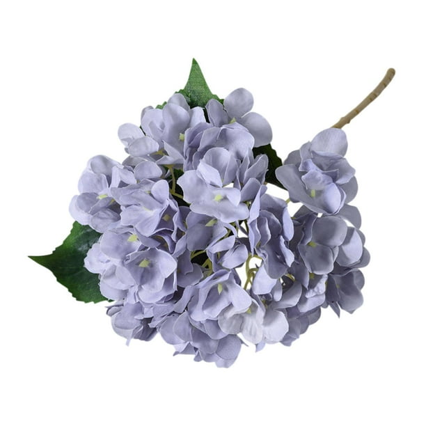Arreglo floral de hortensias artificiales de tela de seda de 17,7 pulgadas con hojas verdes. Gris
