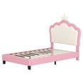 thumbnail image 6 of Jopath Twin Size Upholstered Bed, Princess Platform Bed with Headboard, Crown Headboard Design for Toddler Kids Teens Pink, 6 of 9