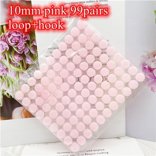 99Pairs 10mm Multicolor Adhesive Fastener Tape Dots Nylon Sticky Hook And Loop Dot Sticker Double Sided Round Self-Adhesive Pink 10mm 99pairr Hook And Loop
