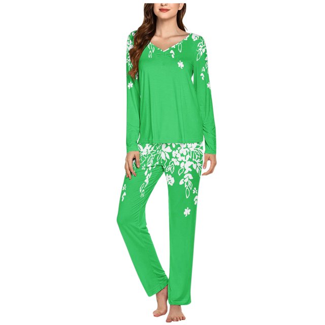 DecSea Couples Matching Pajama Sets Long Sleeve Printed Soft Loungewear Pjs Set for Men and Women