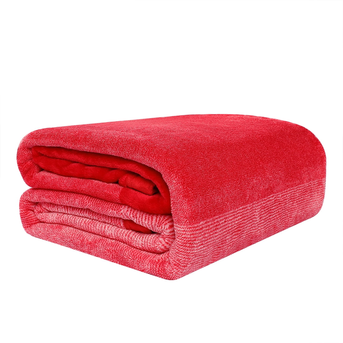 PiccoCasa Flannel Fleece Blanket Soft Warm Gradient Ombre Microfiber Plush Blankets Red 70"x88
