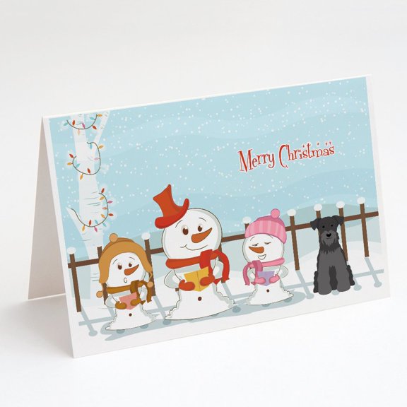 Merry Christmas Carolers Miniature Schnauzer Black Greeting Cards and Envelopes Pack of 8