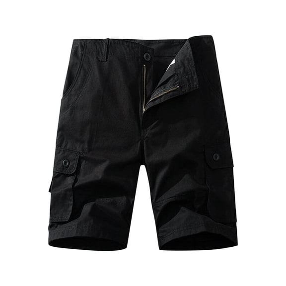 LMOIPLI Mens Solid Cargo Shorts Shorts Relaxed Fit Casual Loose Summer Hiking Shorts with Multi Pockets Black XXXL