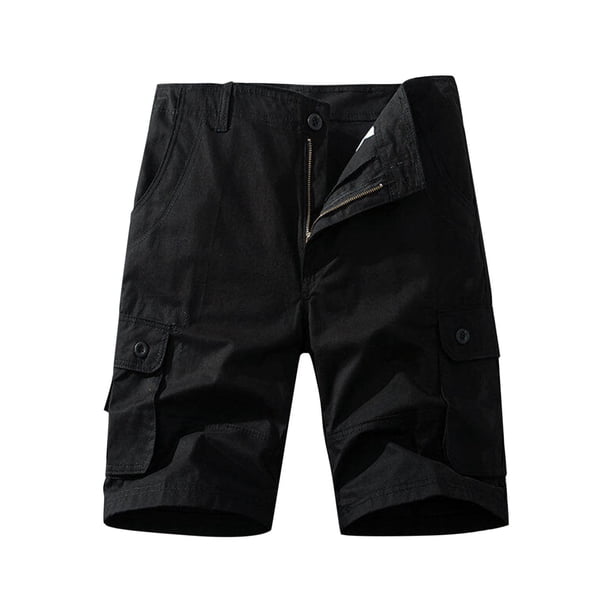 pstuiky Pantalones cortos de entrenamiento para hombre, Pantalones cargo con bolsillos para hombre, pantalones cortos casuales de verano clásicos con botones y múltiples bolsillos