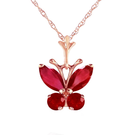 Galaxy Gold GG 14K Rose Gold Ruby Butterfly Necklace - July Birthstone - Passion & Protection - 16" to 24" - Fine Jewelry for Women