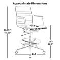 thumbnail image 2 of 2xhome Set of 2 Modern Drafting Chair | Upholstered PU Leather Ribbed Mid Back with Tall Adjustable Base & Leg Rest | Computer Armchair for Home, Executive, Conference, Meetings (Black), 2 of 10