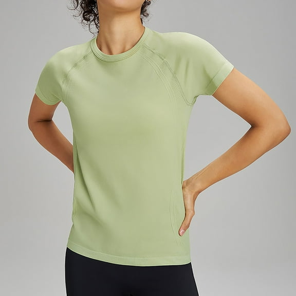 Multicolor Womens Summer Tops Women's Outdoor Yoga T Shirt Quick Drying Solid Color Sportswear Casual Drying Fitness Training Short Sleeves Going Out Tops for Women