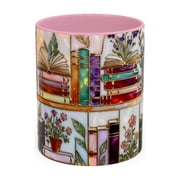 Stained Glass Bookshelf Mug -15oz Ceramic Coffee Mug for Book Lovers, Gift for Readers, Writers & Tea Drinkers with Microwave Safe Design