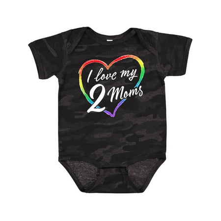 

Inktastic I Love My 2 Moms with Rainbow Heart Gift Baby Boy or Baby Girl Bodysuit