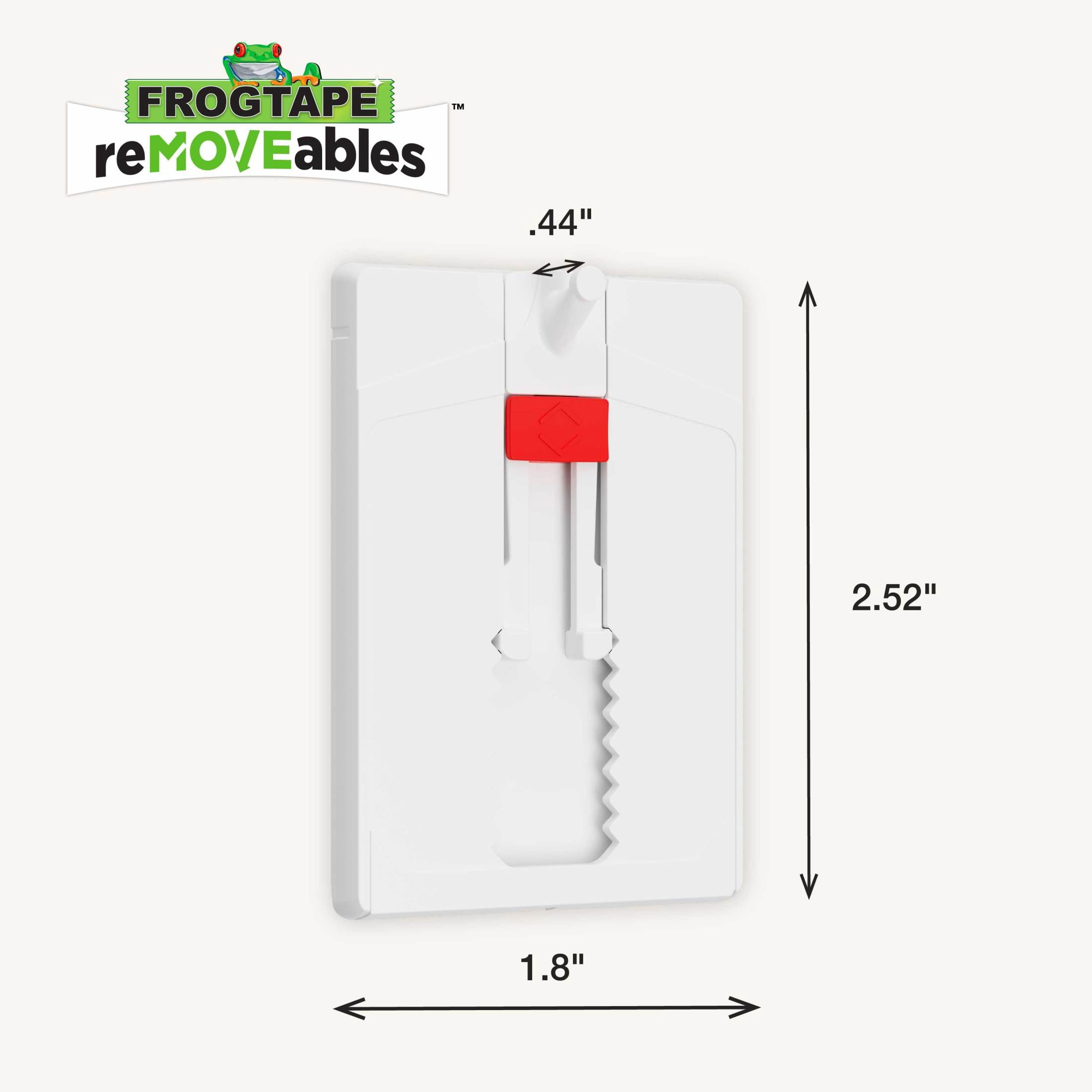 FrogTape reMOVEables Adjustable Picture Hanger Wall Hook, 1 Hanger and 4 Adhesive Strips