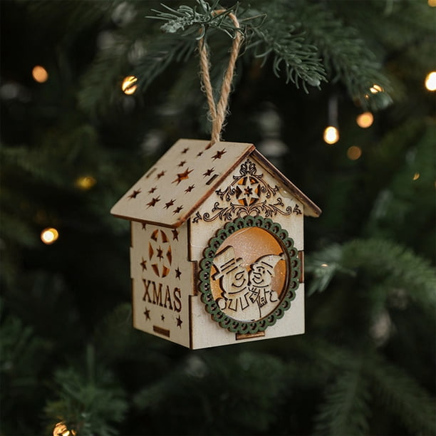 Decoraciones navideñas, adornos para árboles de Navidad, luces LED para decoración de árboles de Navidad, adornos para casas de madera, decoraciones navideñas, decoración de ambientes, arreglos de esc