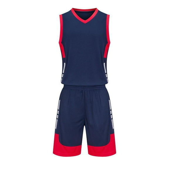 MKOSPLRT Kid's Athletic Clothing Sets 4-14 Years Color Block Sleeveless Tops Elastic Waist Shorts Sets Breathable Basketball Sets 2 Piece