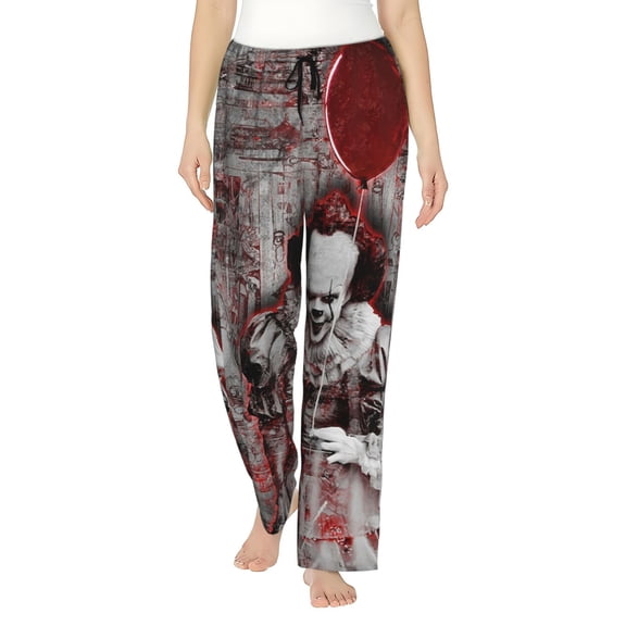It Pennywise Horror Women's Pajama Pants, Comfy All Over Print Lounge Pants Casual Sleepwear with Pockets & Drawstring