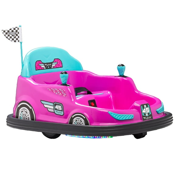 Kid Trax 6V Bumper Car Ride-On Toy, Pink, 360° Spin with LED Lights, Soft Bumpers, Safety Belt