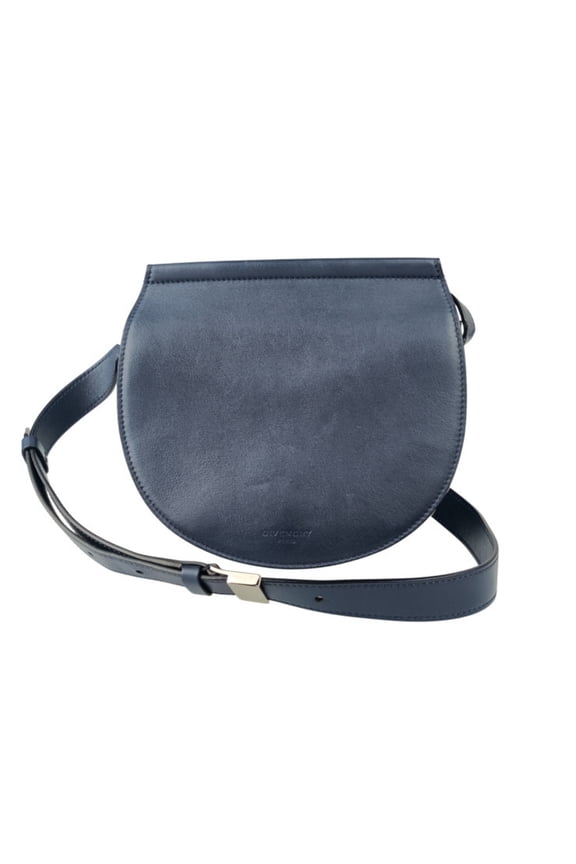 Pre-Owned GIVENCHY Infinity Mini Saddle Bag, Navy Calf Leather, Women's Handbag