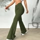 thumbnail image 4 of Pantalones largos ligeramente acampanados con cintura en V para mujer, ideales para el verano, 4 of 8