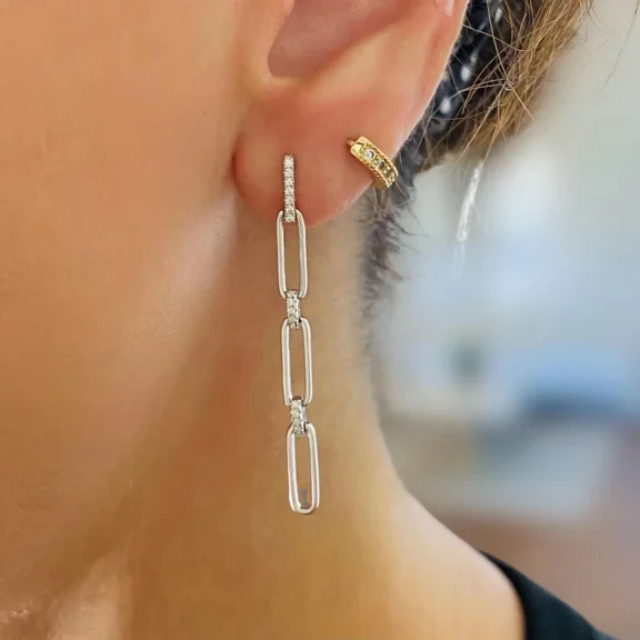 2Ct Round Cut Lab Created Diamond Women's Drop Dangle Earrings 14k White Gold Plated