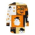 thumbnail image 4 of Halloween Women's Shirts 3/4 Length Sleeve Blouses Pullover Colorful Witch Ghost Pumpkin Printed T Shirt Crewneck Tunic Tops Casual Halloween Costumes, 4 of 5