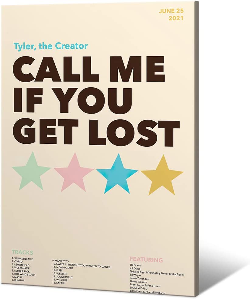 Tyler The Creator Poster Call Me If You Get Lost Album Cover Music Poster Wall Art Rap Hip Hop Posters Canvas Print Home Living Room Bedroom Bathroom Office Dining Bar Decor 12x18