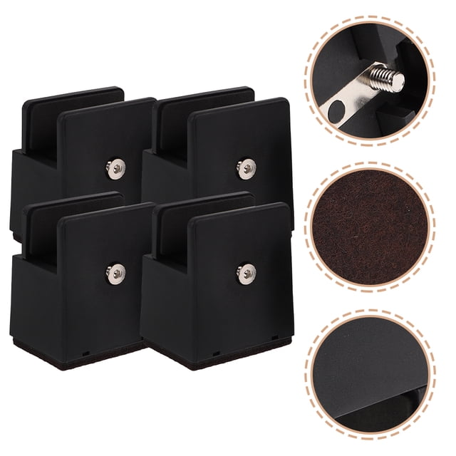 WRISTBIQUE 4Pcs Black Furniture Risers for Desk and Bed Legs Adjustable Height with Wear Resistant Design