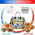 thumbnail image 4 of OBREWU Blue Lemon Women's Insulated Leakproof Large Lunch Bag, Oxford Cloth, 4 of 7