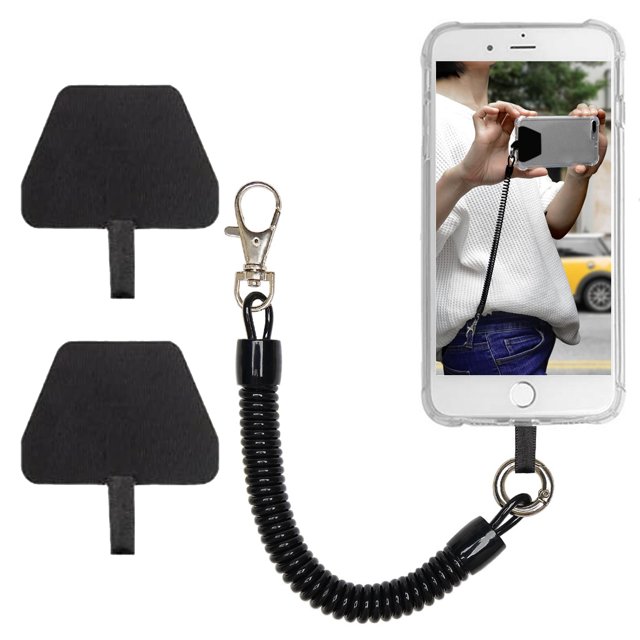 Cadena para teléfono móvil con cordón, cadena para teléfono móvil con cable espiral flexible con 2 insertos, cadena para funda de teléfono móvil unisex con protección contra caídas, cordón