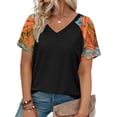 thumbnail image 2 of WellSize Plus Size T Shirts for Women Color Block Short Sleeve Tunic Tops Casual V Neck Summer Blouses, 2 of 7