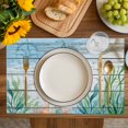 thumbnail image 4 of Coastal Seahorse Placemats Set of 8, Nautical Starfish Coral Wooden Grain Placemats for Dining Table, Place Mats for Kitchen Tabletop, Waterproof Wipeable Dining Table Mats Set, 4 of 9