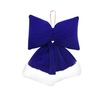 yulier Christmas Bow Ornament, Large Plush Velvet Bow Hanging Pendant Christmas Tree Ornaments, Christmas Decorations Xmas Holiday Wedding Party Home Decor, Blue, 14.57"x11.81"