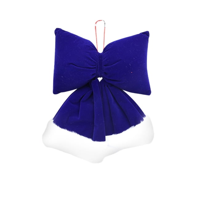 Fwttom Velvet Bows for Christmas Tree, Multi-size Blue Christmas Tree Bows with White-edge, Classical Christmas Bows for Holiday, Party, Wedding & Winter Garden Decor