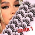 thumbnail image 3 of Mink Lashes Fluffy False Eyelashes Natural Look 14-17mm Cat Eye Lashes Pack, 5D Wispy Curly Fake Lashes  - 21 Pairs 3 Styles, 3 of 9