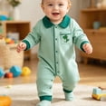 thumbnail image 5 of CAUYDY Newborn Boy Picture Outfit Baby Sleepers 6 9 12 18 Months Preemie Clothing Long Sleeved Romper Fall Winter Infant Boys Pajamas Toddler Bodysuit Green for Sizes 12-18 Months, 5 of 9