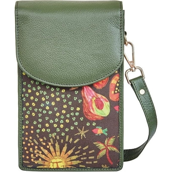 Sishka Hand Crafted Nylon & Leather Crossbody Sling Wallet – Women’s Phone Purse, Compact Shoulder Bag with Adjustable Strap