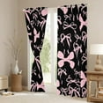 thumbnail image 3 of Bow Room Darkening Blackout Curtains Black Pink Girls Bow Curtains for Bedroom Living Room Cute Bowknot Blackout Curtains Kawaii Bow Window Treatments 26"W x 45"L (Pack of 2), 3 of 6