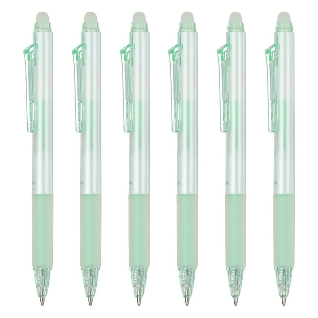 Uxcell 6 Pcs Stylos Gel Effaçables, 0,7 mm Paillettes Rétractables Pointe Fine Effaçable à la Chaleur Stylos Parfumés Marqueurs Écriture Fluide avec Parfum de Fraise pour Scrapbooking Peinture Écriture, Vert Pâle